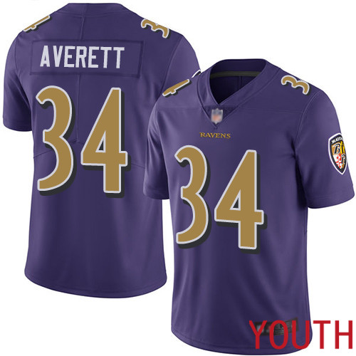 Baltimore Ravens Limited Purple Youth Anthony Averett Jersey NFL Football #34 Rush Vapor Untouchable->youth nfl jersey->Youth Jersey